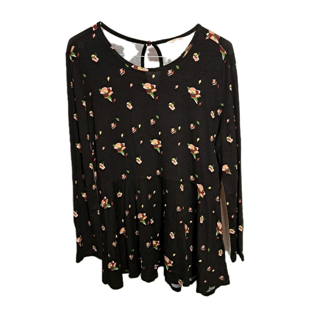 Matilda Jane Moments with you Pep In Your Step Top Black Floral Women's Size XL
